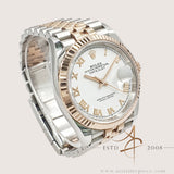 2022 Rolex Datejust 36 White Lacquered Roman Dial on Everose Steel Jubilee