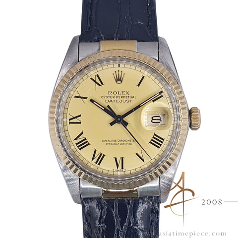 1982 Rolex Datejust 16013 Champagne Buckley Dial Vintage Watch with Certificate & Box