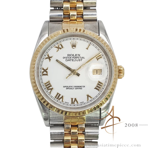 1991 Rolex Datejust 16233 White Roman Dial with Certificate Box