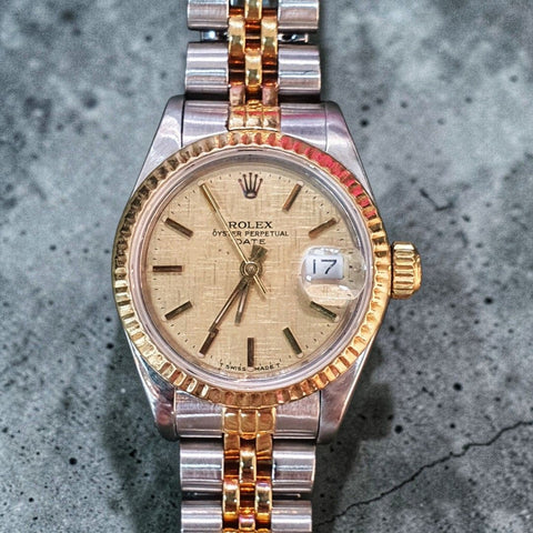 Rolex Datejust Ladies 69173 Linen Dial Vintage Watch (1988)