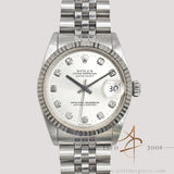 1996 Mint Rolex Datejust 31 Midsize 68274 Silver Diamond Dial w Certicate Box