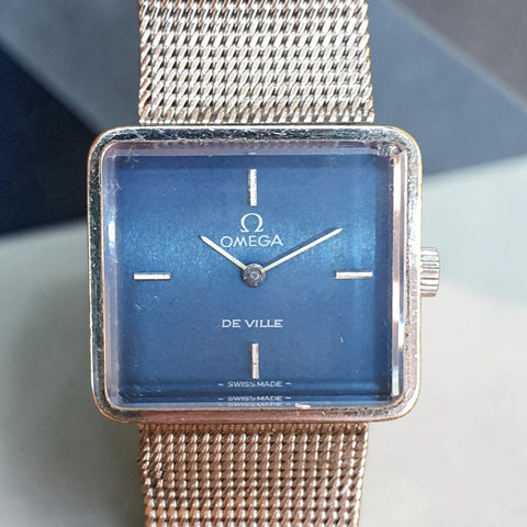 Omega de Ville Custom Blue Lady Winding Vintage Watch 25mm