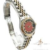 Rolex Datejust Ladies 69173 Vignette Red Diamond Dial Vintage Watch (1984)