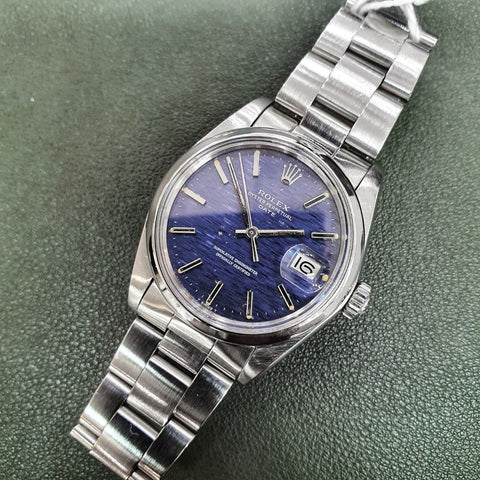 Rolex 1500 Blue Brick Dial Oyster Perpetual Vintage Watch (1976)