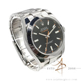 2012 Rolex Milgauss 116400 Black Dial Orange Lightning Bolt Full Set