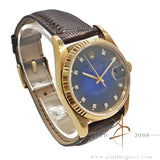 1985 Rolex Datejust 16018 Blue Vignette Diamond Dial 18K Vintage Watch