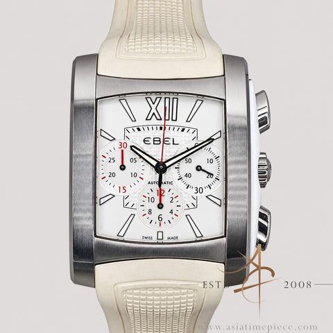 [Rare] Ebel Brasilia  E9126M52 White MOP Dial White Ceramic Chronograph White Rubber