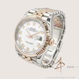 2022 Rolex Datejust 36 White Lacquered Roman Dial on Everose Steel Jubilee