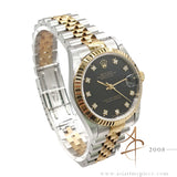 1993 Rolex Datejust Midsize 68273 Diamond Black Dial Full Set Unpolished