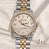 1987 Rolex Datejust Midsize 68273 Diamond Silver Dial Box & Certificate Vintega Watch