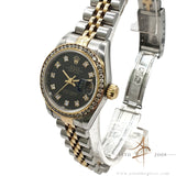 Rolex Datejust Ladies 69173 Diamond Black Dial Diamond Bezel (1996)