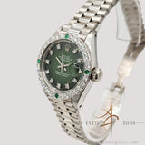 [Rare] Rolex President Datejust 6907/9 Green Gradient Dial Diamond Bezel in 18K White Gold (1979)