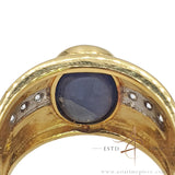 Natural Sapphire Corundum & Diamonds on 18K Gold Ring