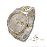 Rolex Datejust 16233 Silver Computer Diamond Dial Custom Diamond Bezel (1990)
