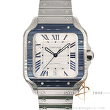 2022 Cartier Santos Large WSSA0047 Blue PVD Bezel Steel Full Set