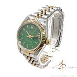 Rolex Datejust Ladies 69173 Custom Green Dial No Pinhole (1993)