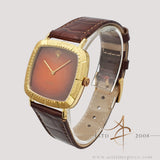 Rare Rolex Cellini 4084 18K Gold Orange Vignette Dial Vintage Watch