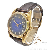 1985 Rolex Datejust 16018 Blue Vignette Diamond Dial 18K Vintage Watch