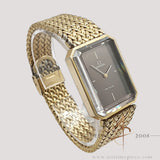 Rare Vintage Omega De Ville Andrew Grima Design Rectangular Brown Dial Gold Woven Bracelet