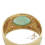 Natural Jadeite Jade & Diamond Set on 22K Gold Ring