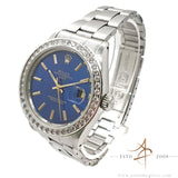 Rolex Date 1500 Custom Blue Dial Crystal Bezel Vintage Watch (1972)