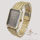Rare Vintage Omega De Ville Andrew Grima Design Rectangular Brown Dial Gold Woven Bracelet
