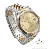1991 Rolex Datejust 16233 Champagne Roman Dial Vintage Watch with Certificate Box