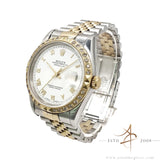 Rolex Datejust 16233 White Roman Dial Diamond Bezel No Pinhole (1993)