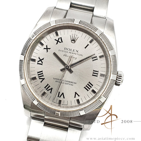 Year 2008 Rolex Air King 114210 Silver Roman Dial  Oystersteel