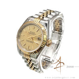 Rolex Datejust Ladies 69173 Champagne Gold Linen Dial Watch (1993)