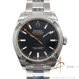 2012 Rolex Milgauss 116400 Black Dial Orange Lightning Bolt Full Set