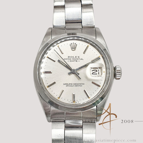Rolex Date 1500 Silver Dial Automatic 34MM Vintage Watch (1972)