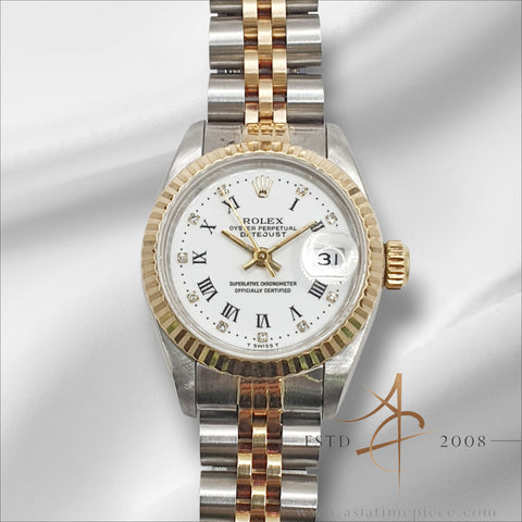 1993 Rolex Datejust Ladies 69173 White Diamond Dial Box & Certificate