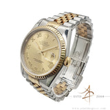 1991 Rolex Datejust 16233 Champagne Roman Dial Vintage Watch with Certificate Box