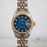 Rolex Datejust Ladies 69173 Vignette Blue Diamond Dial Watch (1995)