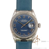 Rolex Datejust 16014 Refinished Blue Roman Dial Vintage Watch (1982)