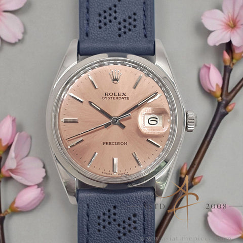 Rolex Oysterdate Precision 6694 Pink Dial Vintage Watch (1971)