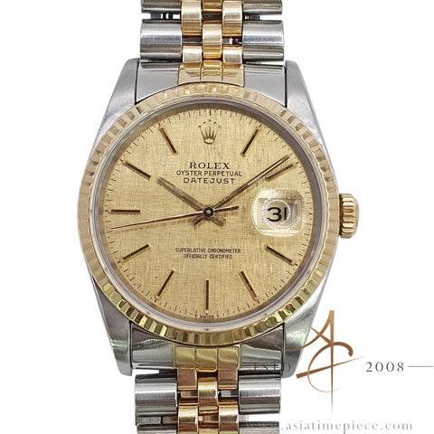 Rolex Datejust Ref 16233 Champagne Linen Dial (1991)