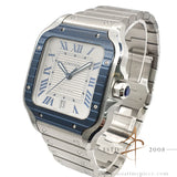 2022 Cartier Santos Large WSSA0047 Blue PVD Bezel Steel Full Set