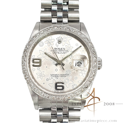 Rolex Datejust 16234 Custom Floral Dial Diamond Bezel (2000)