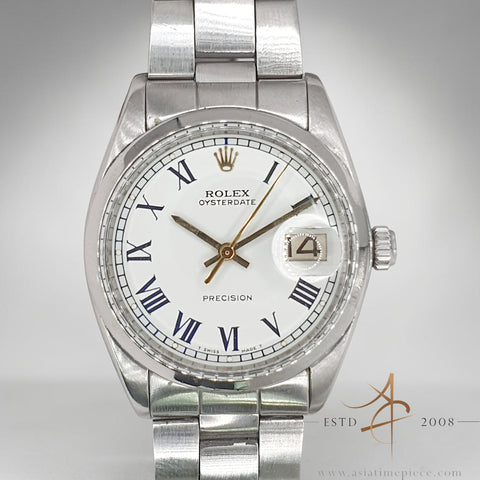 Rolex Oysterdate Precision 6694 Custom White Buckley Dial Vintage Watch (1968)