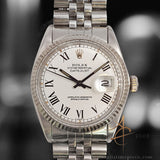 1984 Rolex Datejust 16014 White Buckley Dial Vintage Watch with Certificate & Box