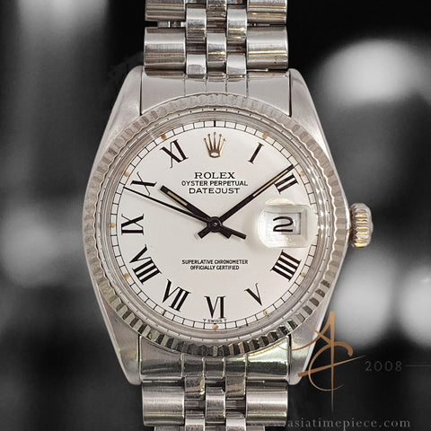 1984 Rolex Datejust 16014 White Buckley Dial Vintage Watch with Certificate & Box