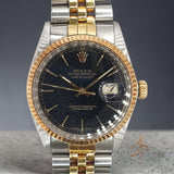 1983 Rolex Datejust 16013 Black Stardust Dial Vintage Watch with Certificate & Box