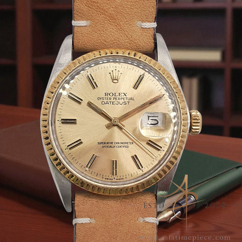 Rolex Datejust 16013 Champagne Linen Dial Vintage Watch (1984)