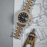 Rolex Datejust Ladies 69173 Diamond Black Dial Diamond Bezel (1996)