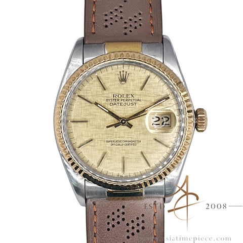Rolex Datejust 16013 Champagne Linen Dial Vintage Watch (1983)