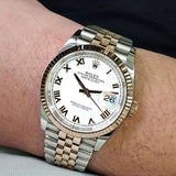 2022 Rolex Datejust 36 White Lacquered Roman Dial on Everose Steel Jubilee