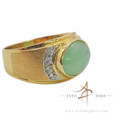 Natural Jadeite Jade & Diamond Set on 22K Gold Ring