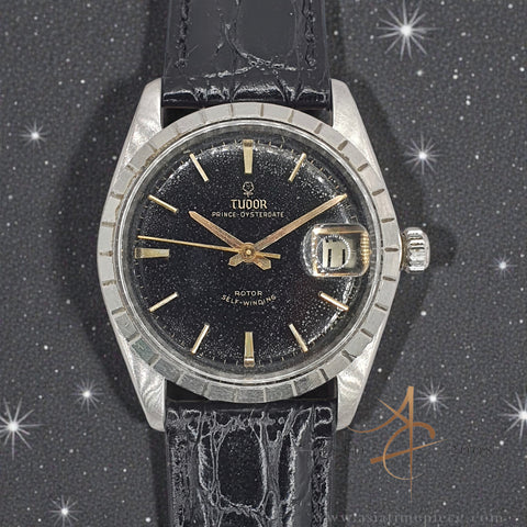 Tudor Prince Oysterdate Ref 7966 Black Stardust Rose Logo Dial Vintage Watch (1967)
